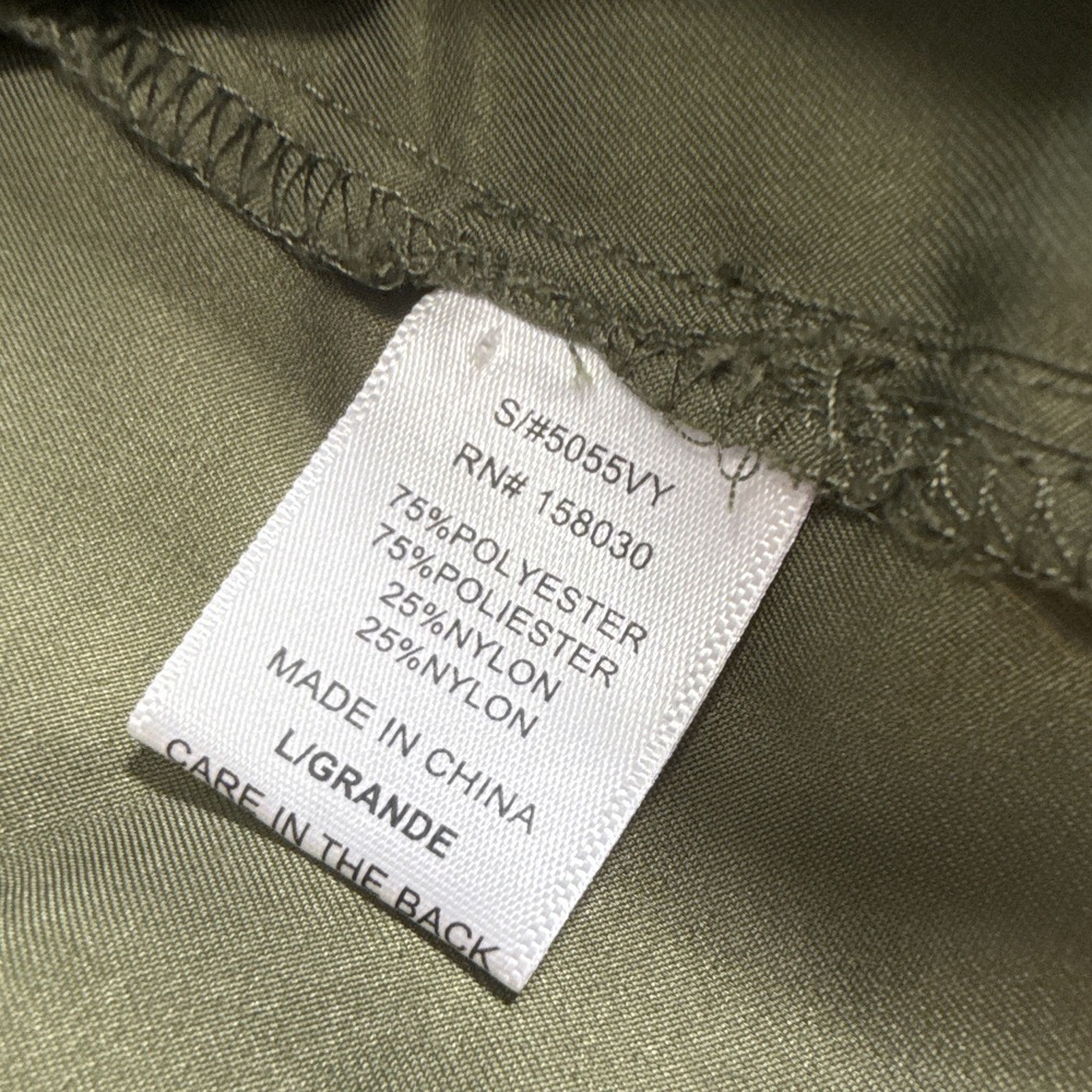 Love Tree Green Solid Shirt Dress L Collared Button Front Pockets Knee Twill - Picture 8 of 11